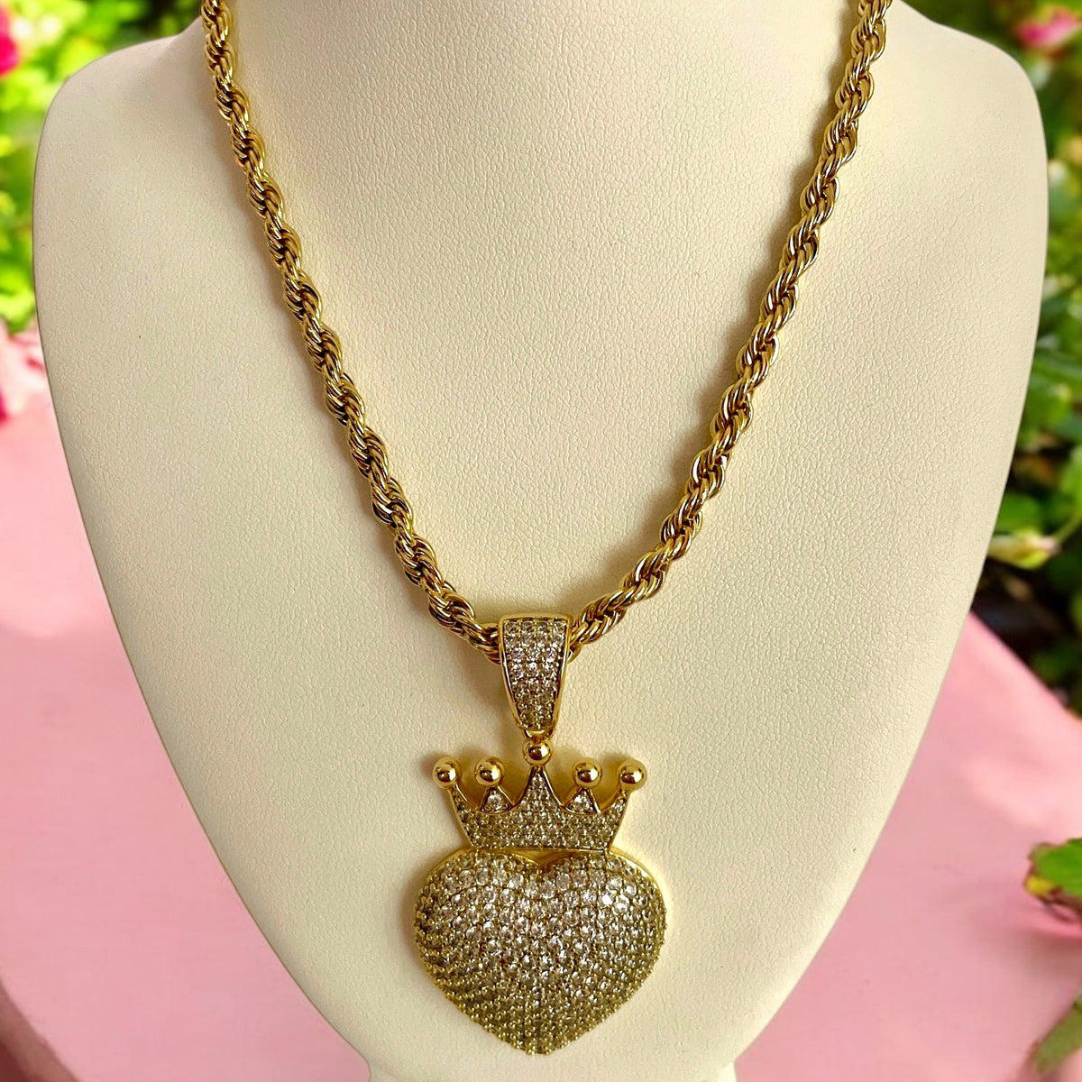 Heart Crown Charm Necklace