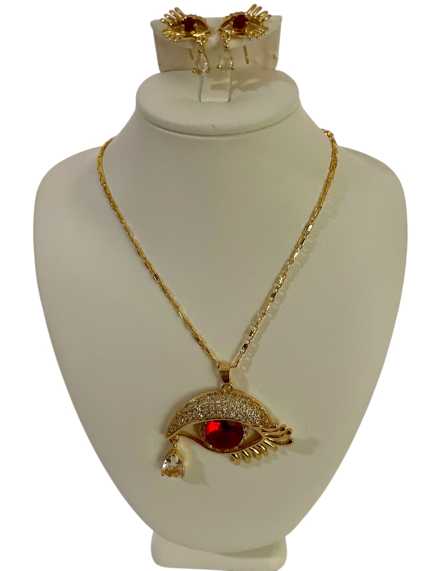 Eye Set Necklace-Red