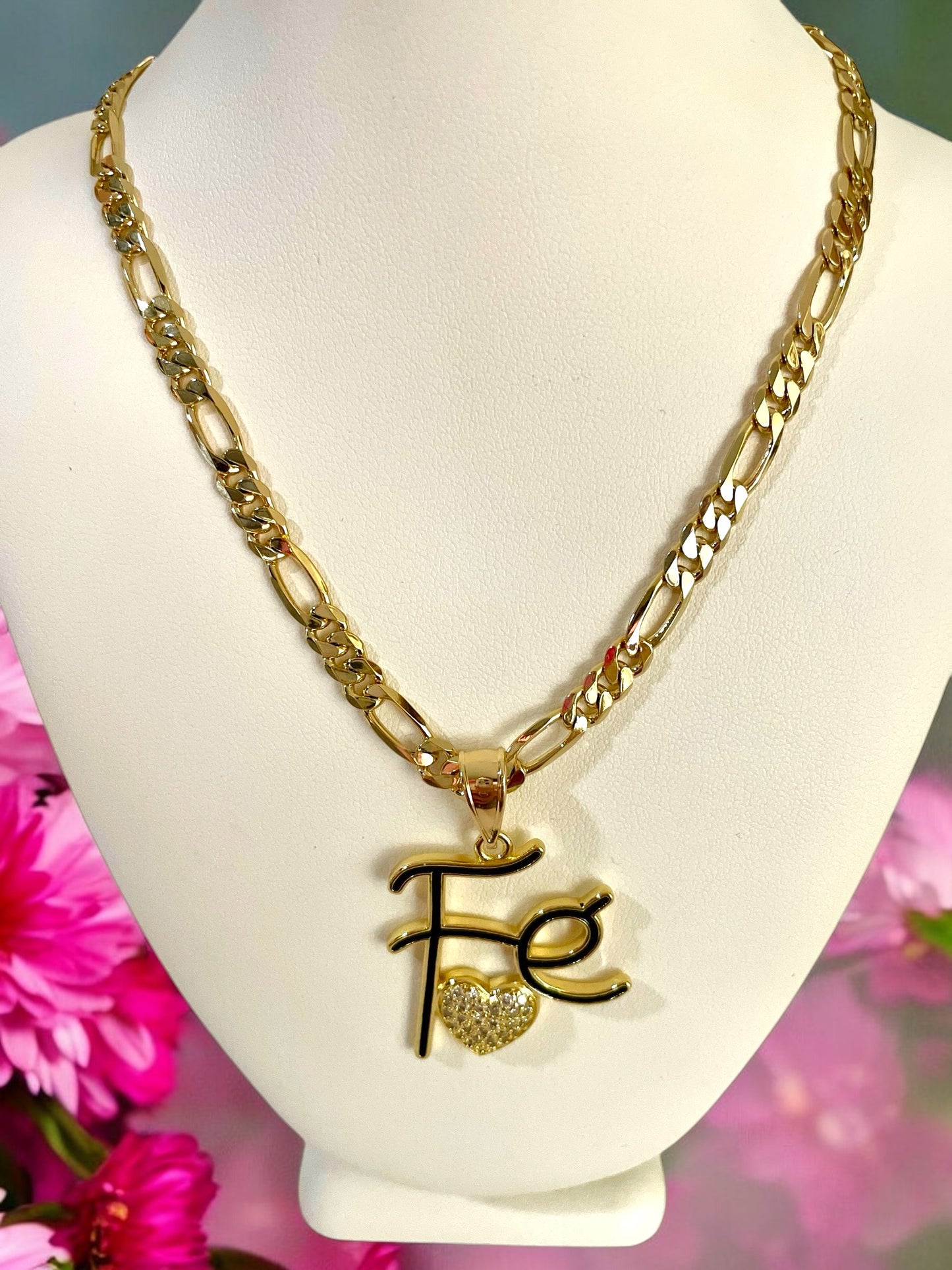 Figaro Chain Fe Heart Necklace