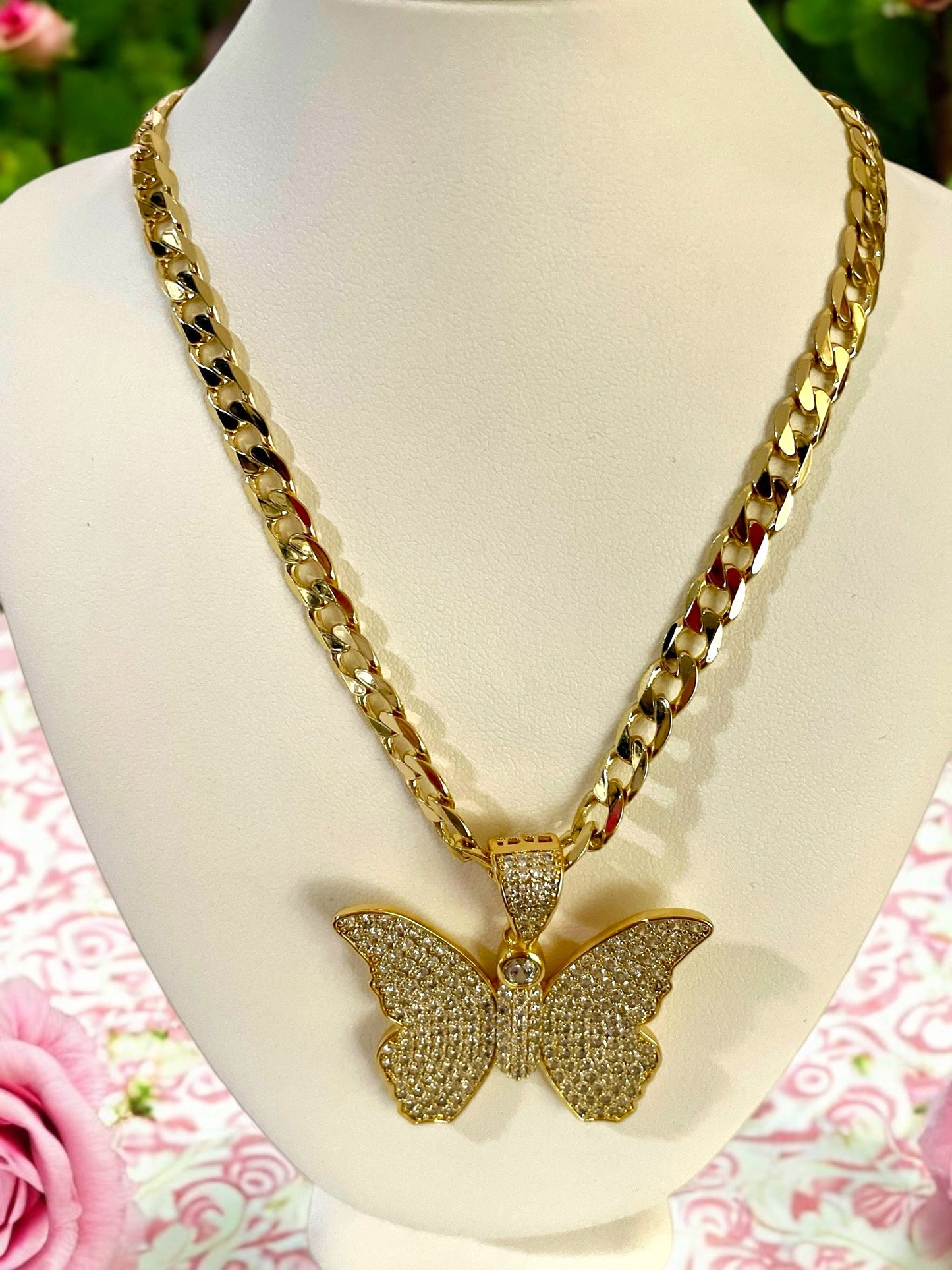 Cuban Chain Butterfly Necklace