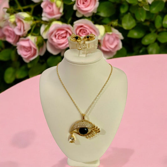 Eye Set Necklace-Black Color